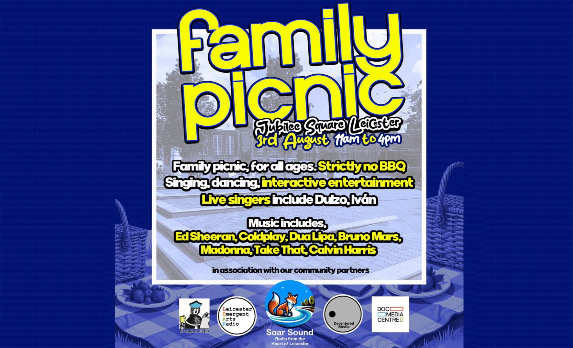 Join Us for a Family Picnic at Jubilee Square, Leicester – 3rd August!
